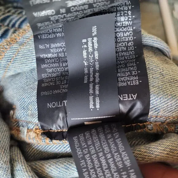 ZARA Womens Pullover Half Zip Collared Denim Jacket Size Small Blue Oversized - Picture 7 of 8